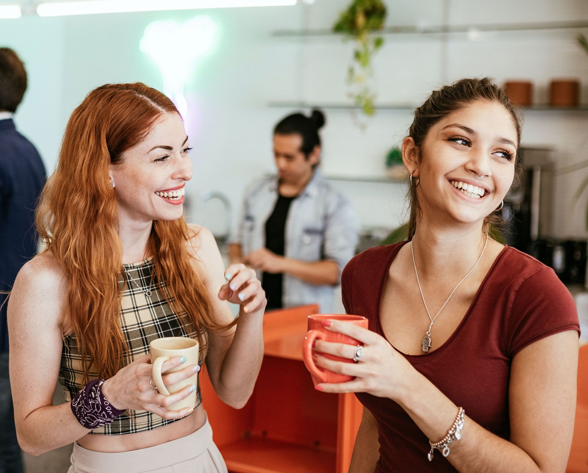 two employees having a conversation