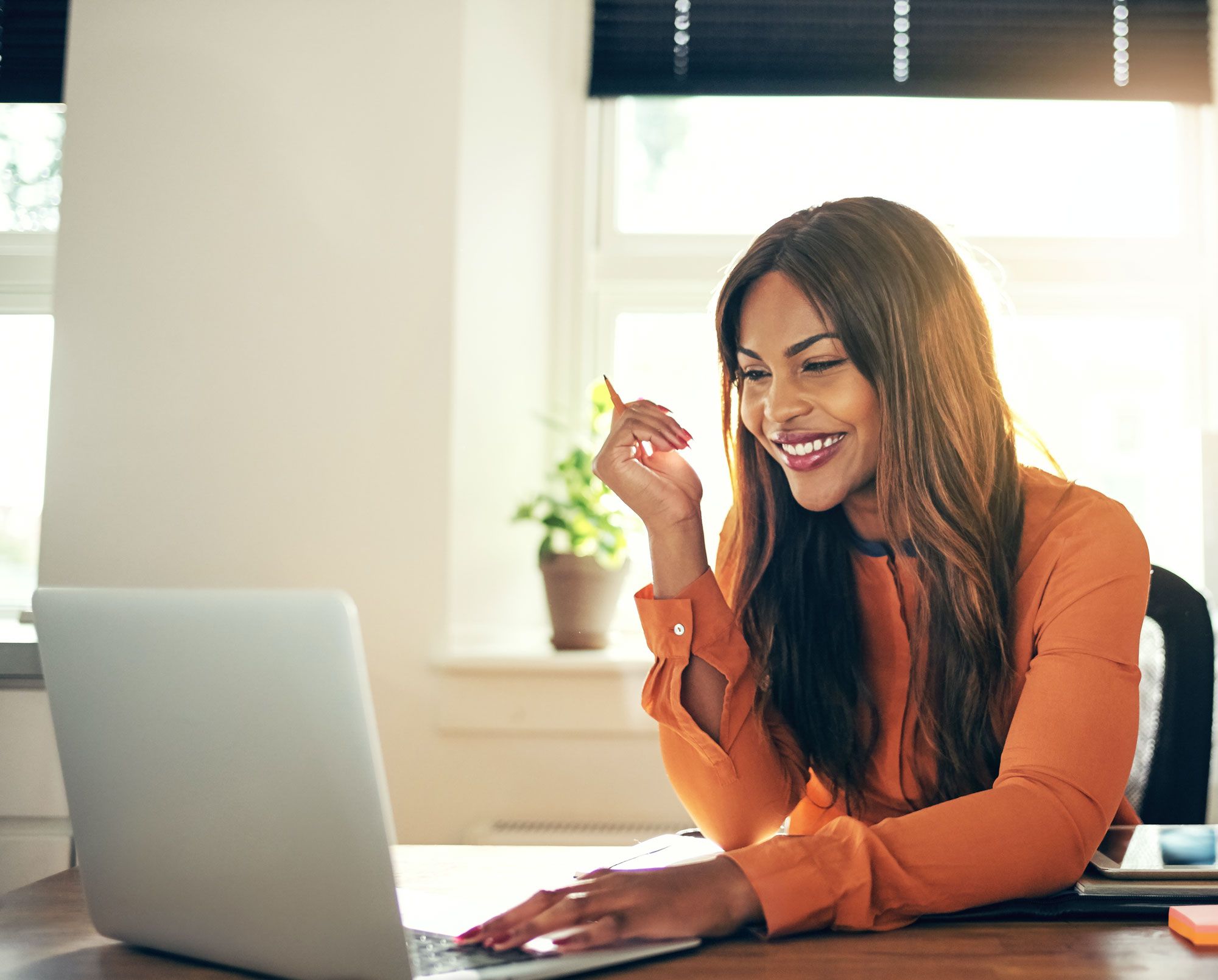 woman working on laptop